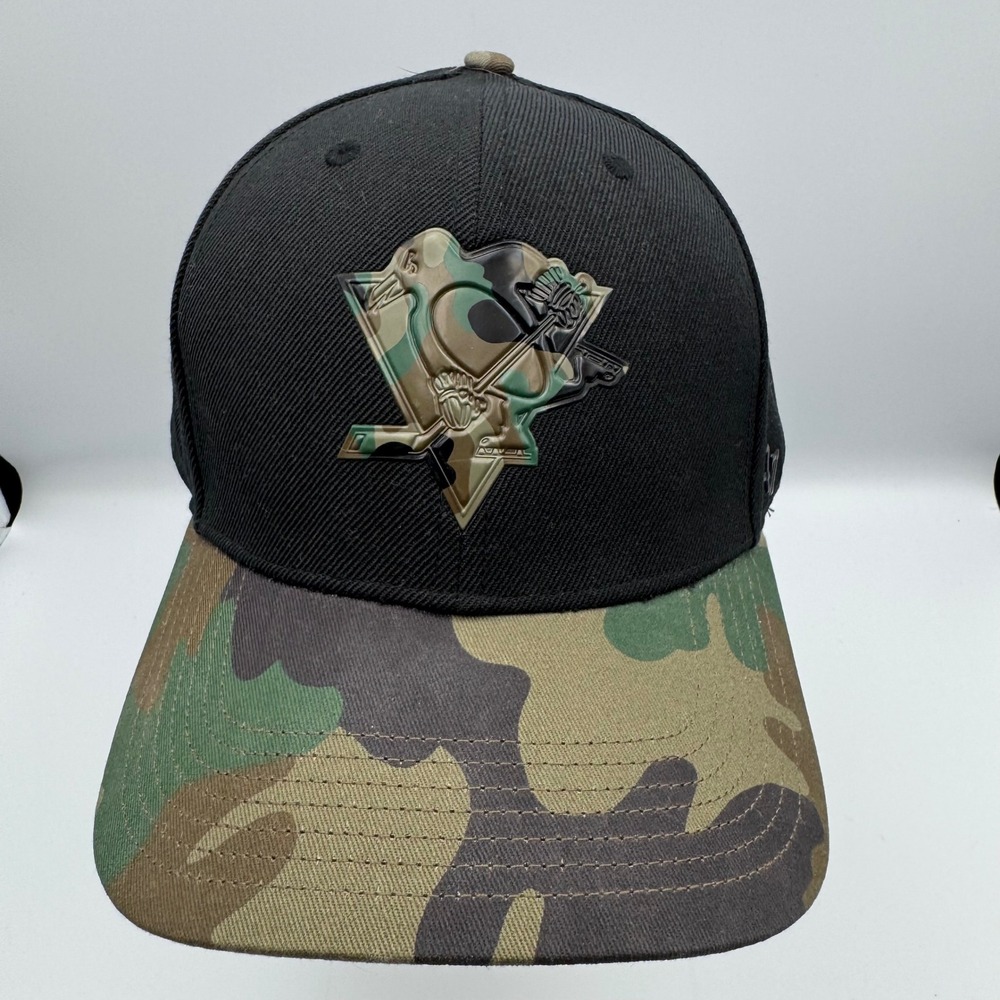 Pittsburgh Penguins RARE NHL 47 Brand Camo‎ Adjustable Hat Cap Mens OSFA